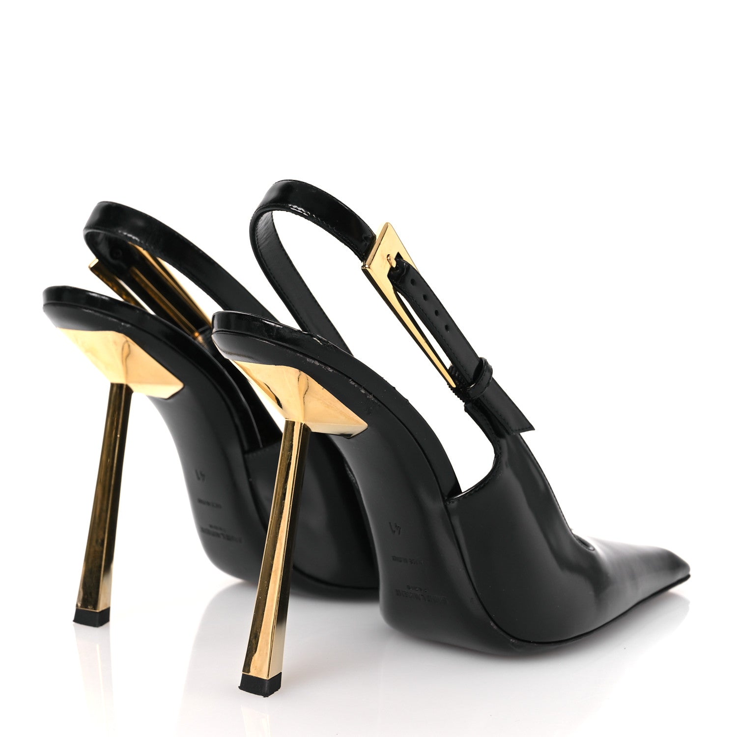 Saint Laurent Glazed Calfskin Lee Slingback Pumps 41 Black 5 of 14