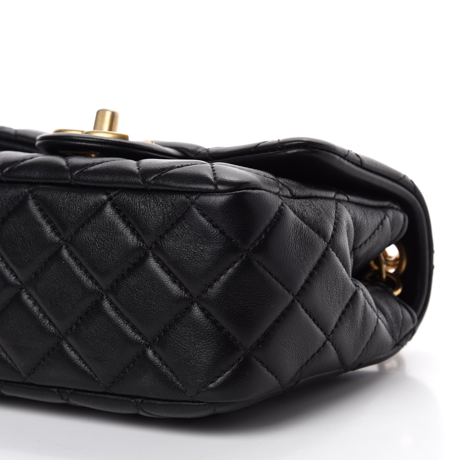 Chanel Lambskin Resin Quilted Mini Pearl Samba Square Flap Black 7 of 10