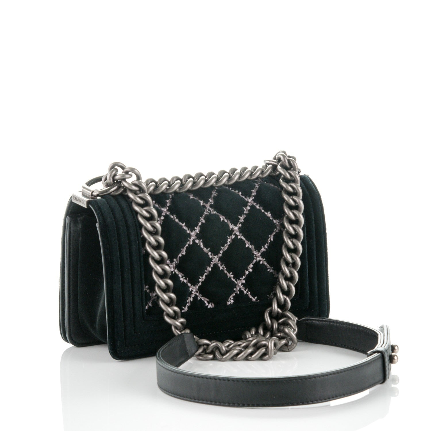 Chanel Velvet Quilted Small Boy Flap Black 4 of 8
