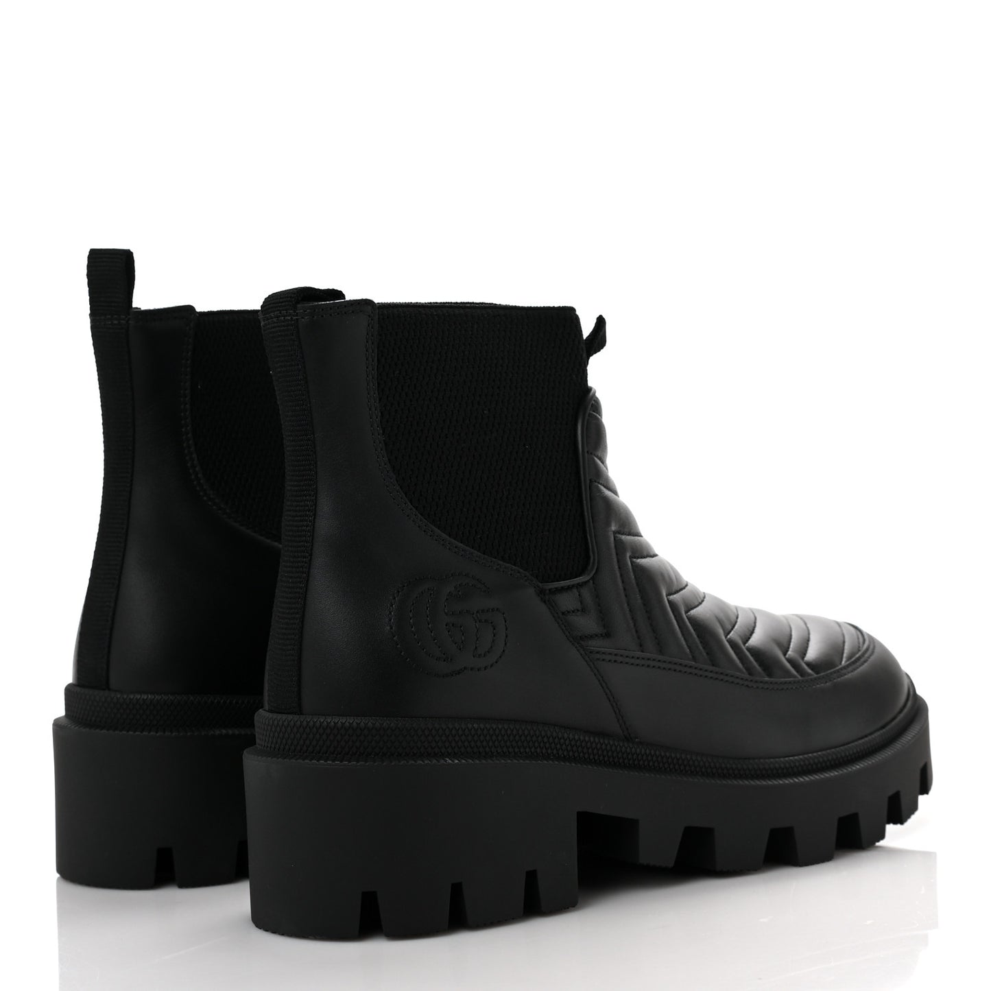 Calfskin Nappa Matelasse Frances Chelsea Boots 40.5 Black