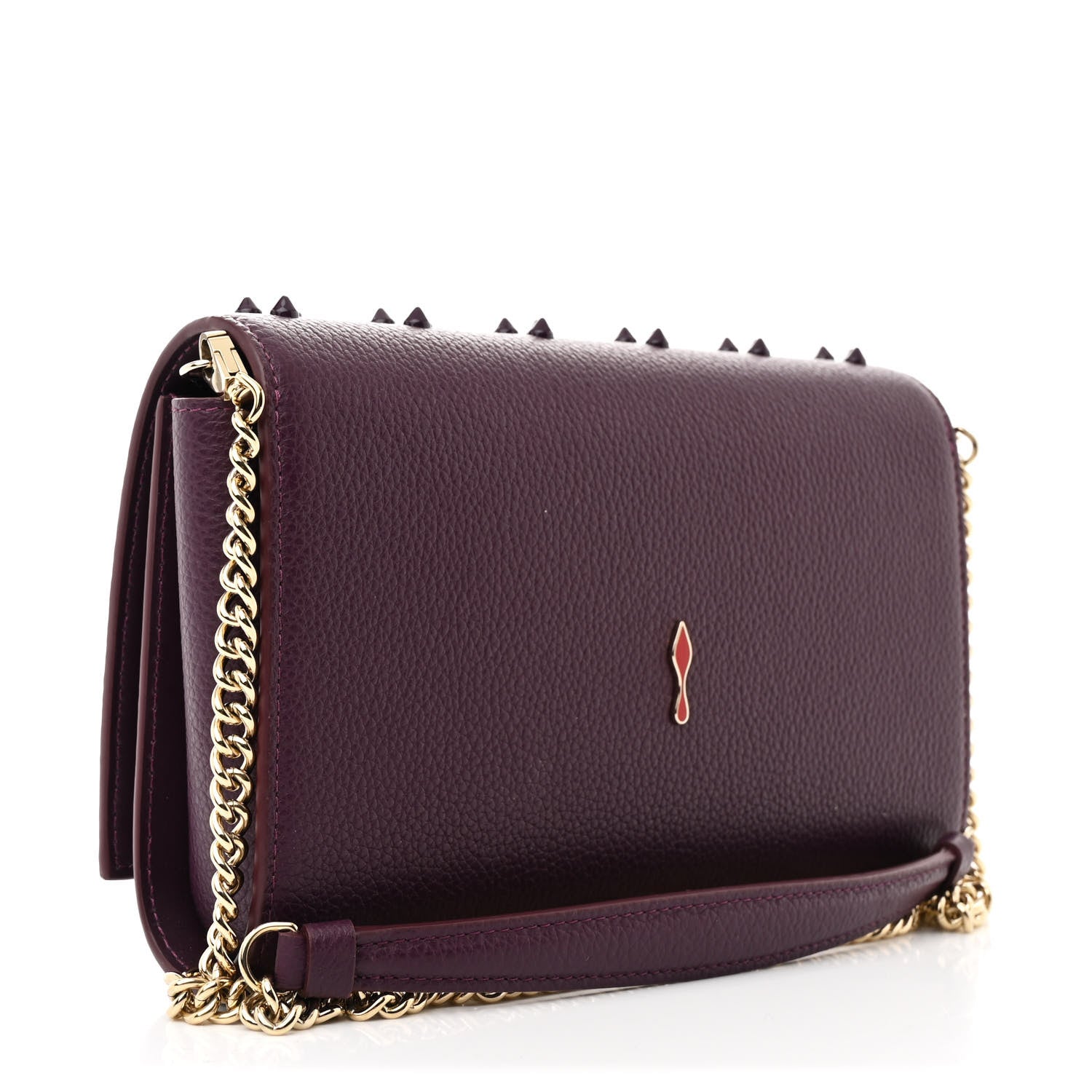 Christian Louboutin Calfskin Spikes Loubinthesky Paloma Clutch Merlot 2 of 10