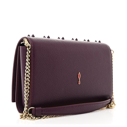 Christian Louboutin Calfskin Spikes Loubinthesky Paloma Clutch Merlot 2 of 10