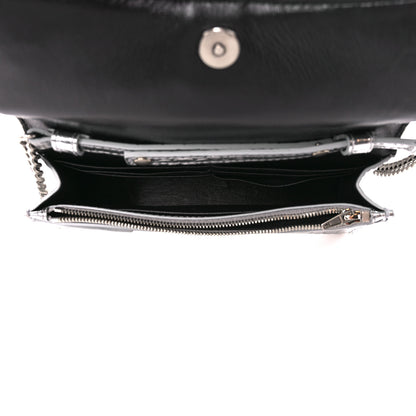 Balenciaga Metallic Calfskin Crocodile Embossed Hourglass Chain Bag Silver 5 of 11