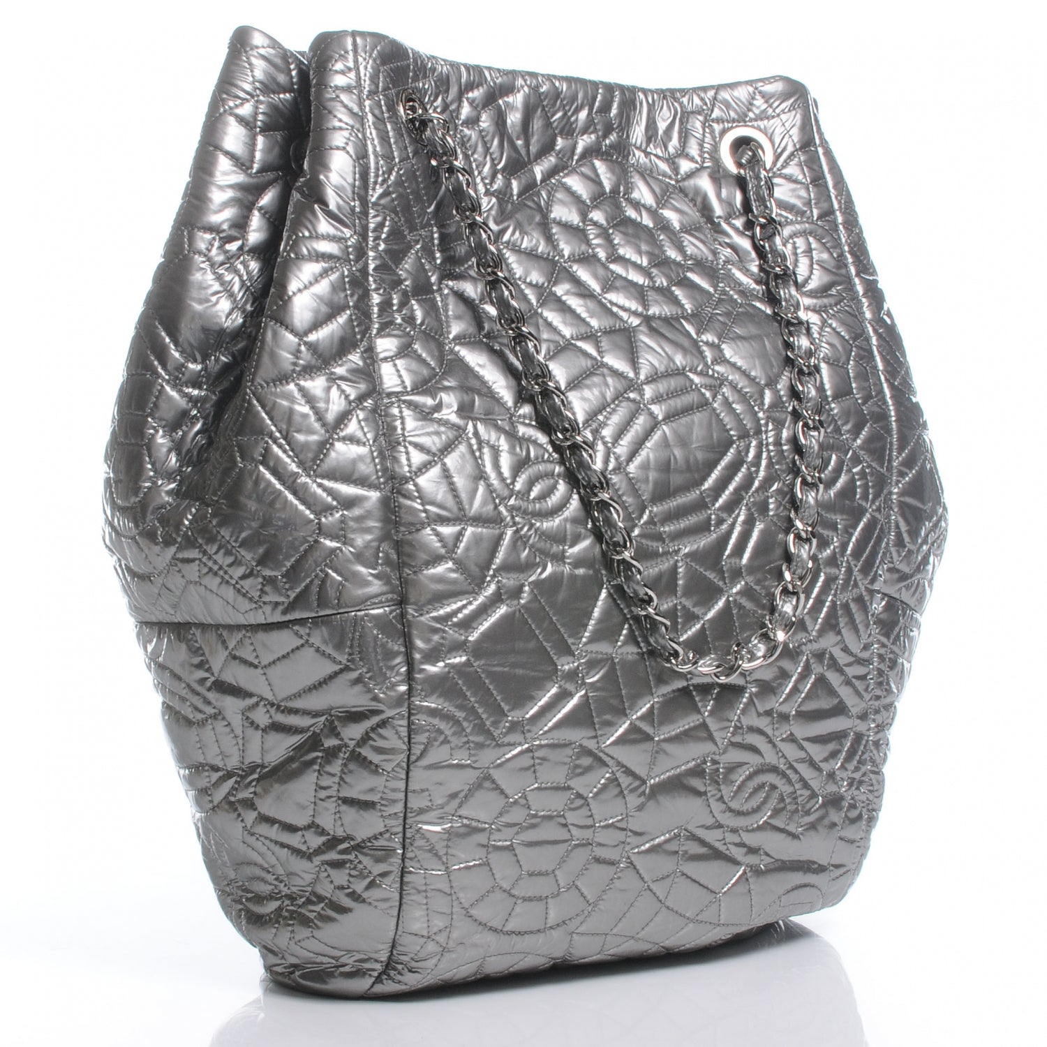 Chanel Vinyl Graphic Edge Tote Silver 3 of 8