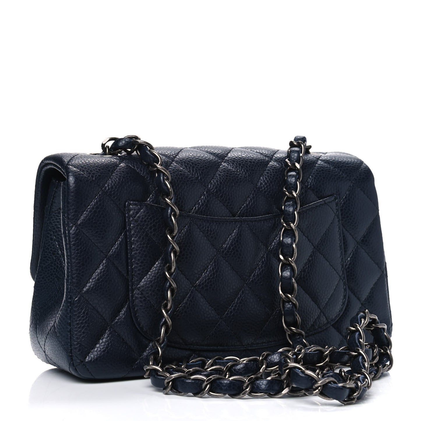 Caviar Quilted Mini Rectangular Flap Navy