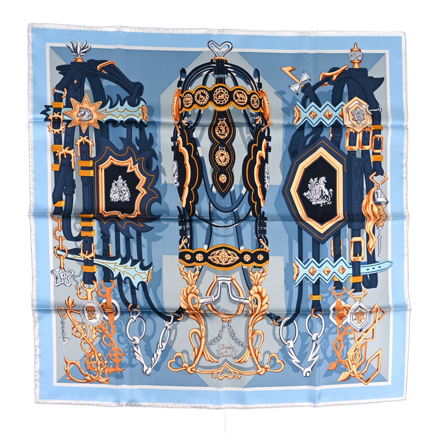 Silk Brides Et Destin Scarf 90 Blue Jean Mordore Ciel