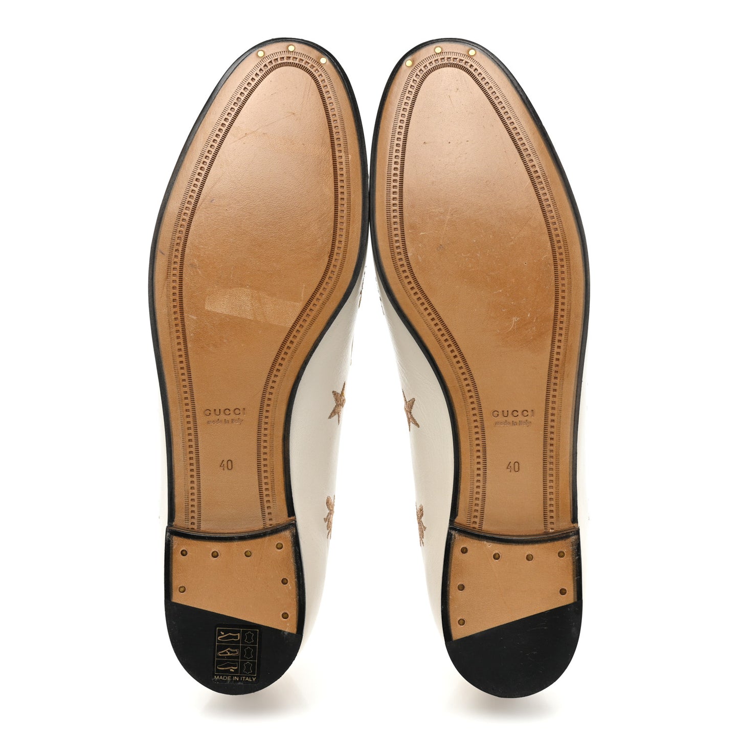 Goatskin Bee Star Embroidered Womens Jordaan Loafers 40 Mystic White