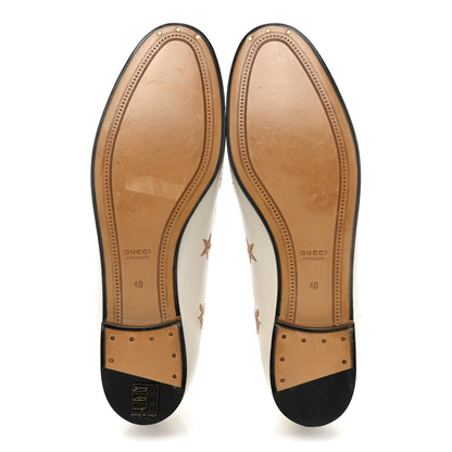 Gucci Goatskin Bee Star Embroidered Womens Jordaan Loafers 40 Mystic White 5 of 12