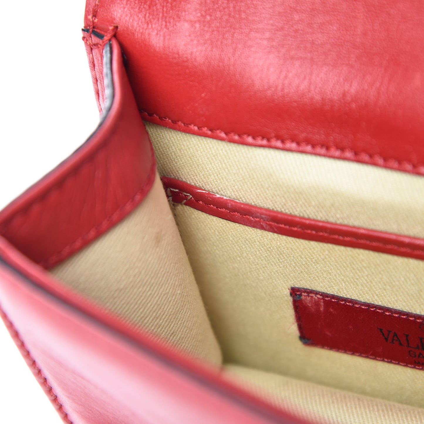 Vitello Mini Glam Lock Rockstud Flap Red