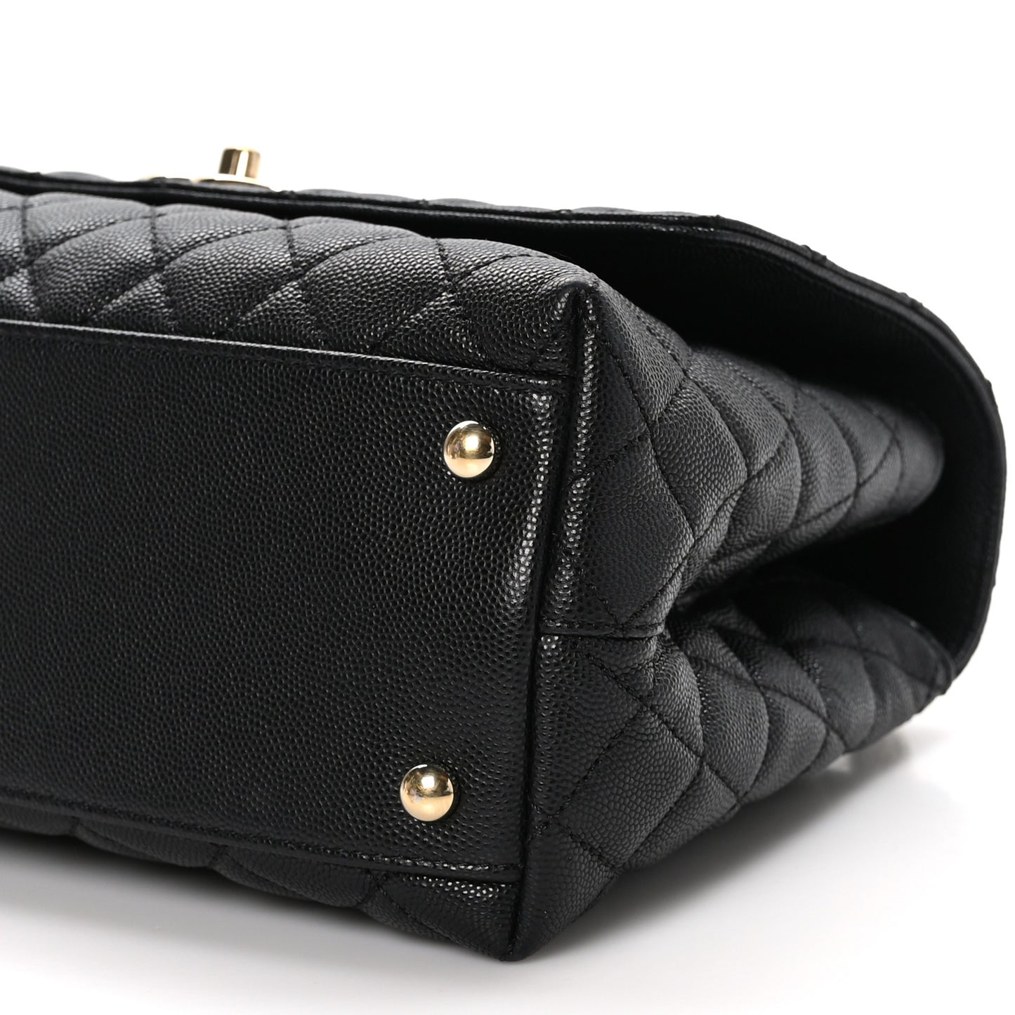 Caviar Quilted Small Coco Handle Flap Black