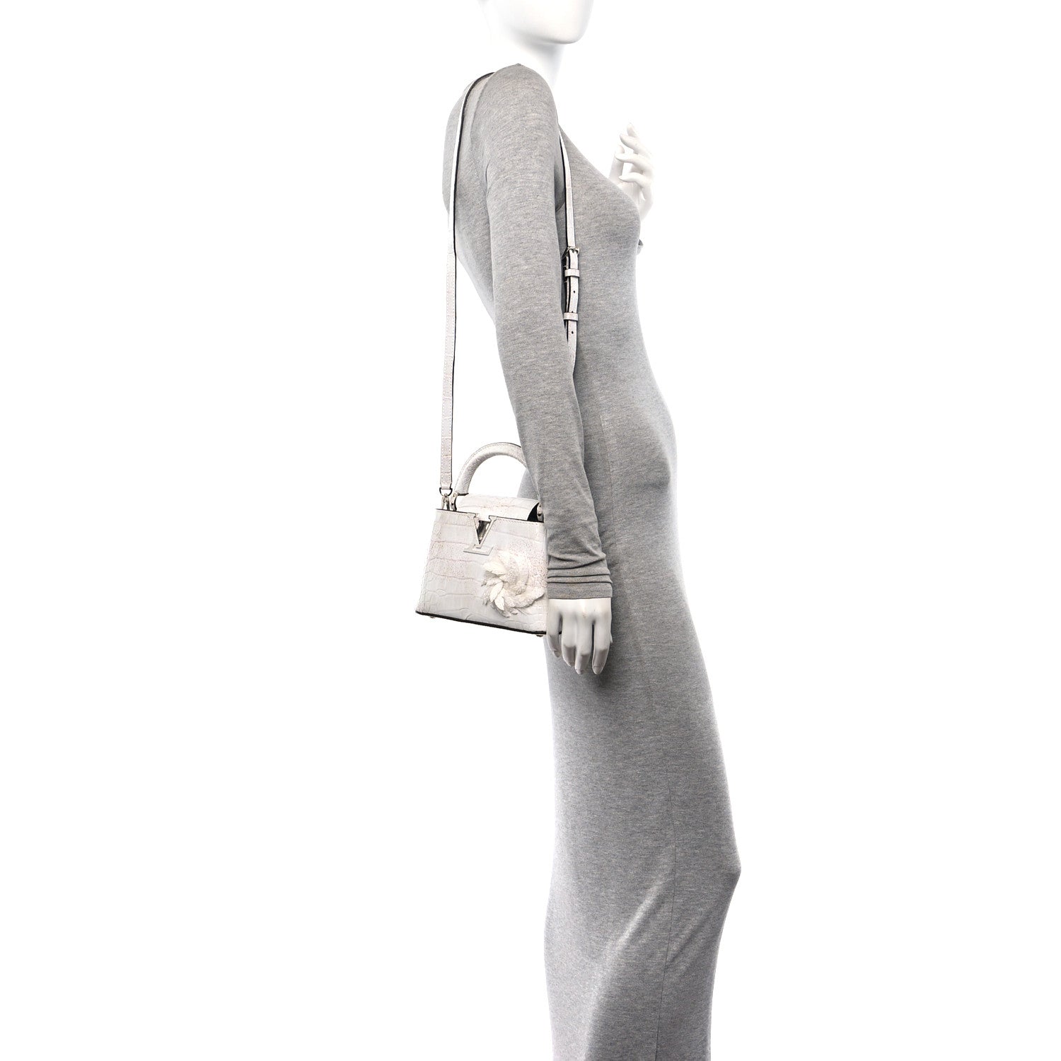Louis Vuitton Alligator Feather Embellished Mini Capucines White 3 of 10