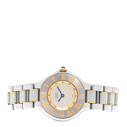 Cartier Stainless Steel 18K Yellow Gold 28mm Must De 21 Quartz Watch 2 of 4