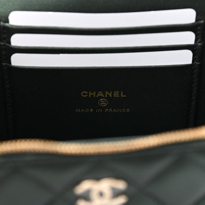 Chanel Iridescent Lambskin Quilted Small Top Handle Vanity Case With Chain Green 7 of 11