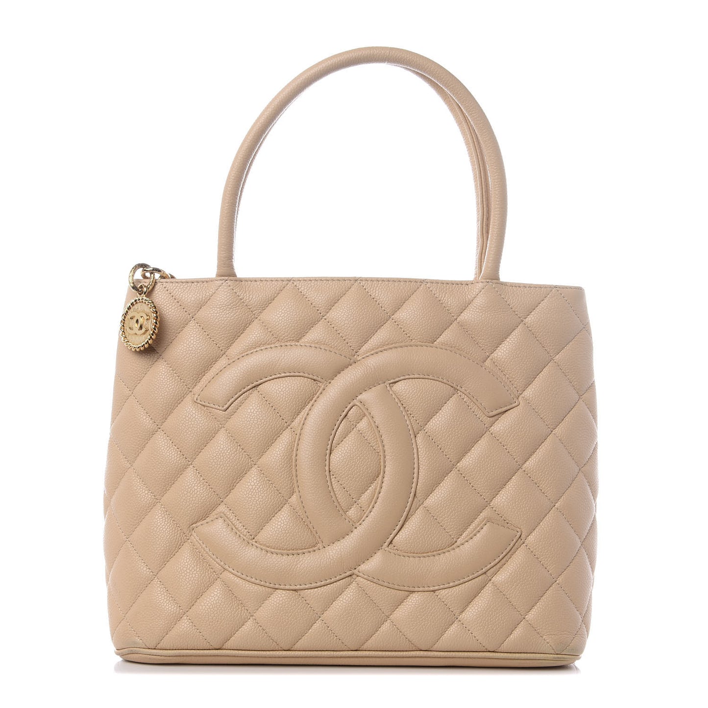 Caviar Quilted Medallion Tote Beige