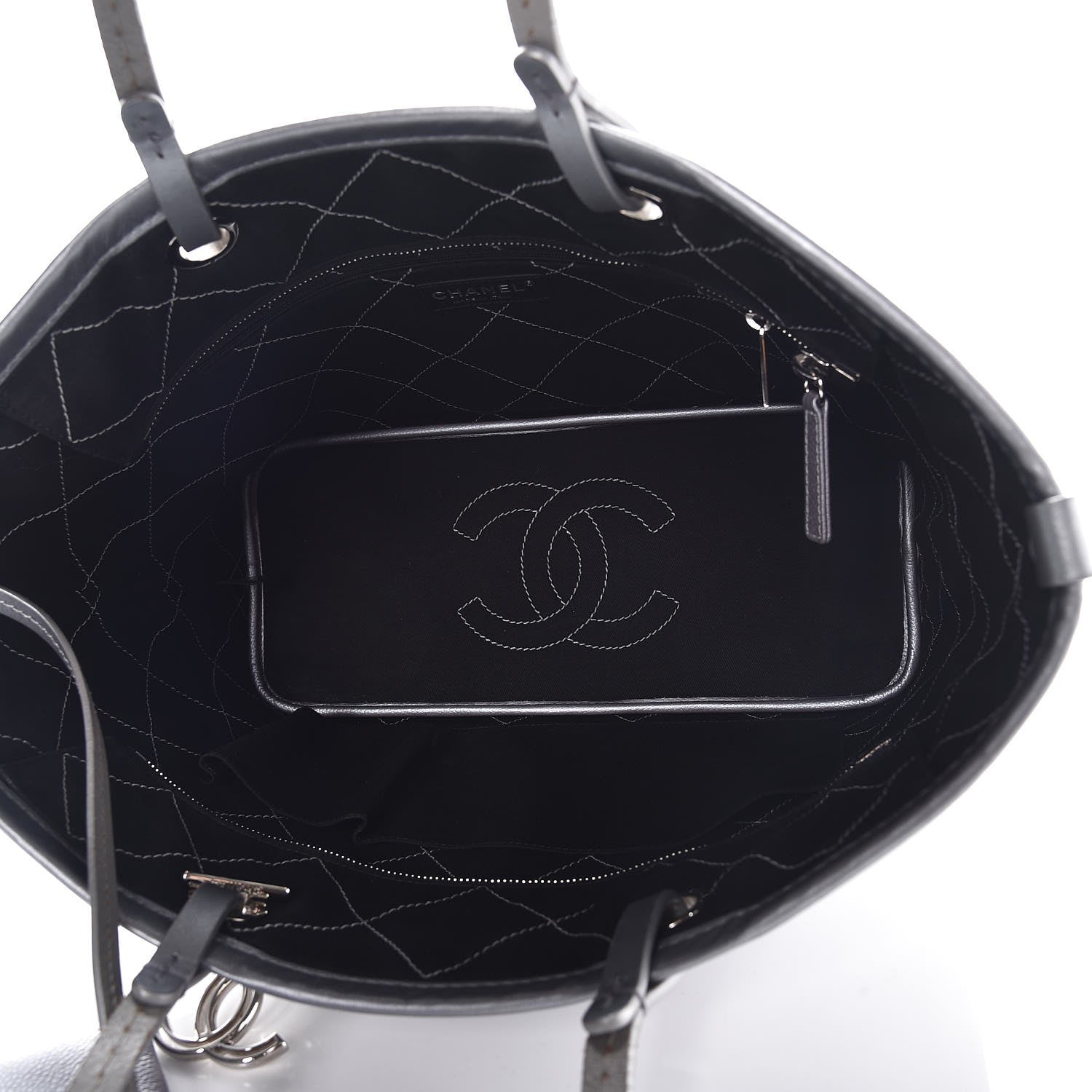 Chanel Metallic Grained Calfskin Shopping Fever Tote Silver 5 of 12