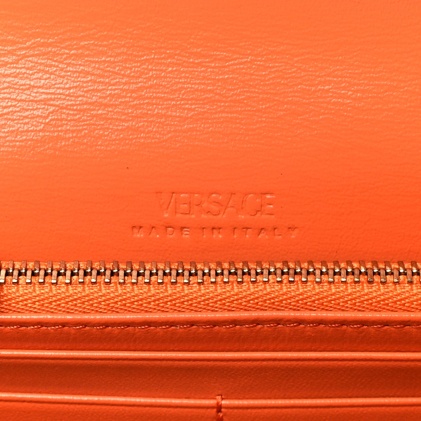 Calfskin Greca Goddess Wallet On Chain Orange