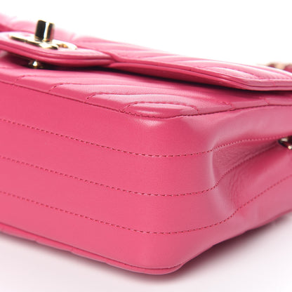 Chanel Lambskin Chevron Quilted Mini Rectangular Flap Fuchsia 9 of 12
