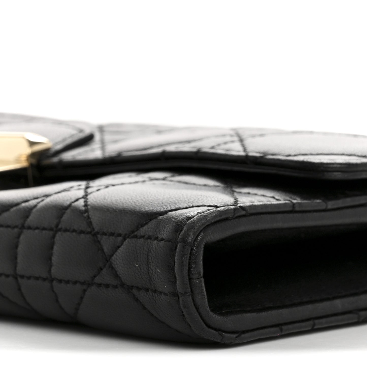 Lambskin Cannage Miss Dior Chain Wallet Black