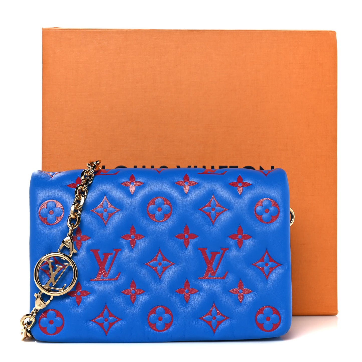 Lambskin Embossed Monogram Vuittamins Pochette Coussin Blue Red
