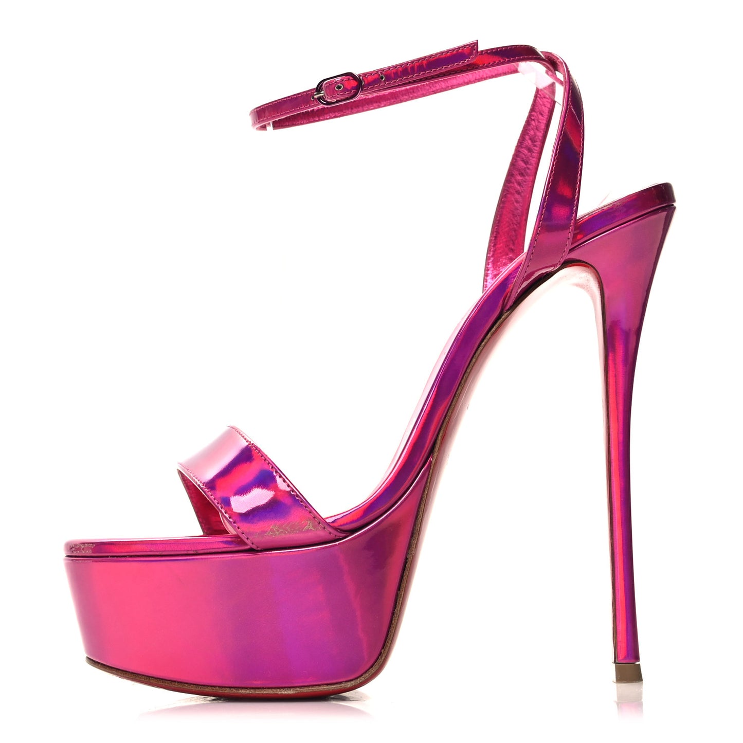 Patent Psychic Loubi Queen Alta 150 Platform Sandals 37 Fuxia