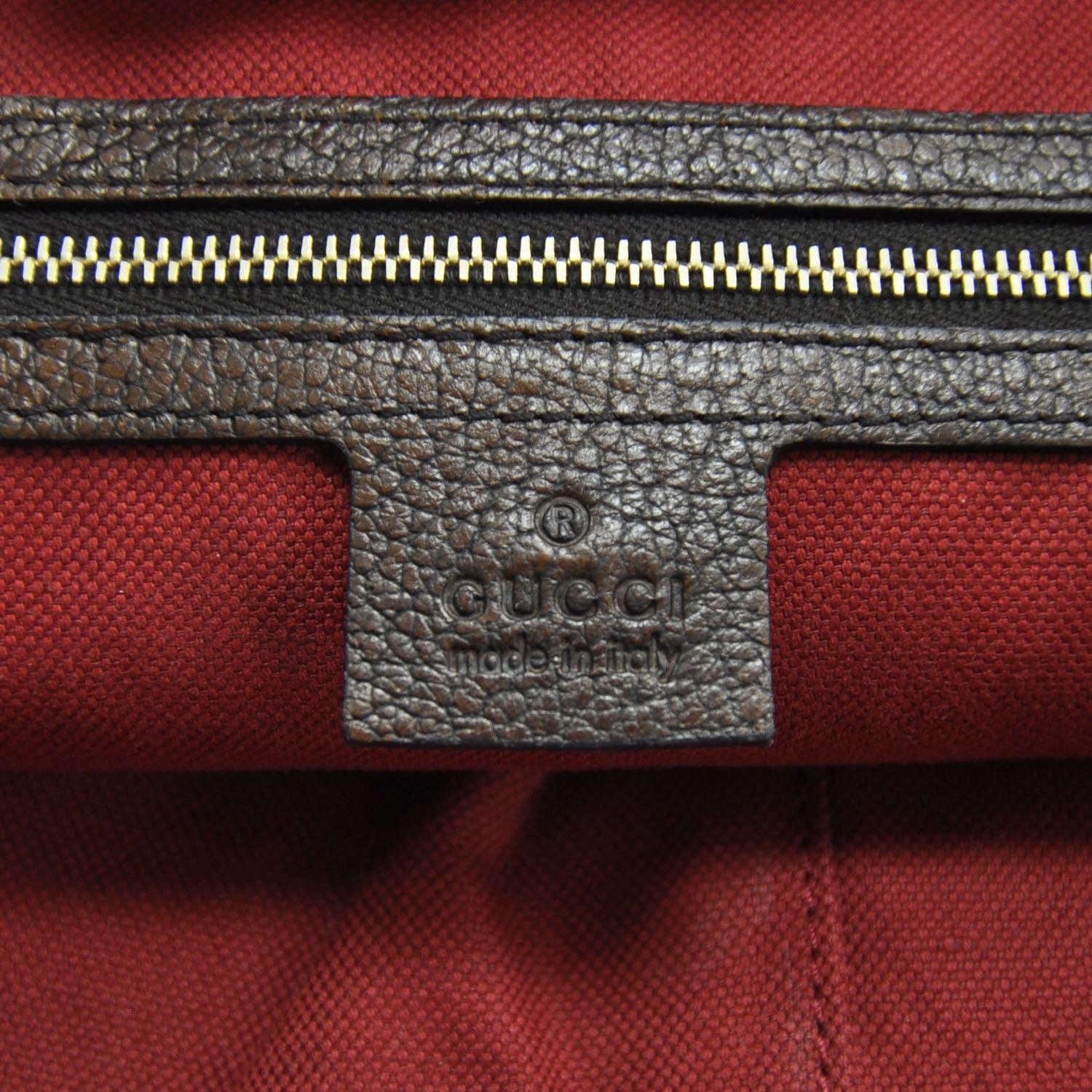 Gucci Leather Large Web Seventies Tote Brown 7 of 10