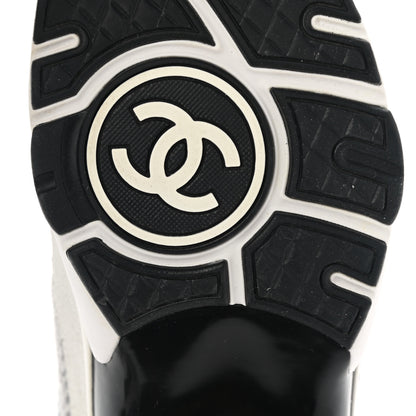 Chanel Fabric Suede Calfskin Womens CC Sneakers 36.5 Ivory Light Gray White 8 of 9