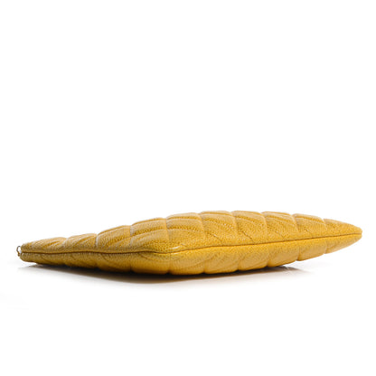 Chanel Caviar Quilted Medium Cosmetic Case Yellow 4 of 6