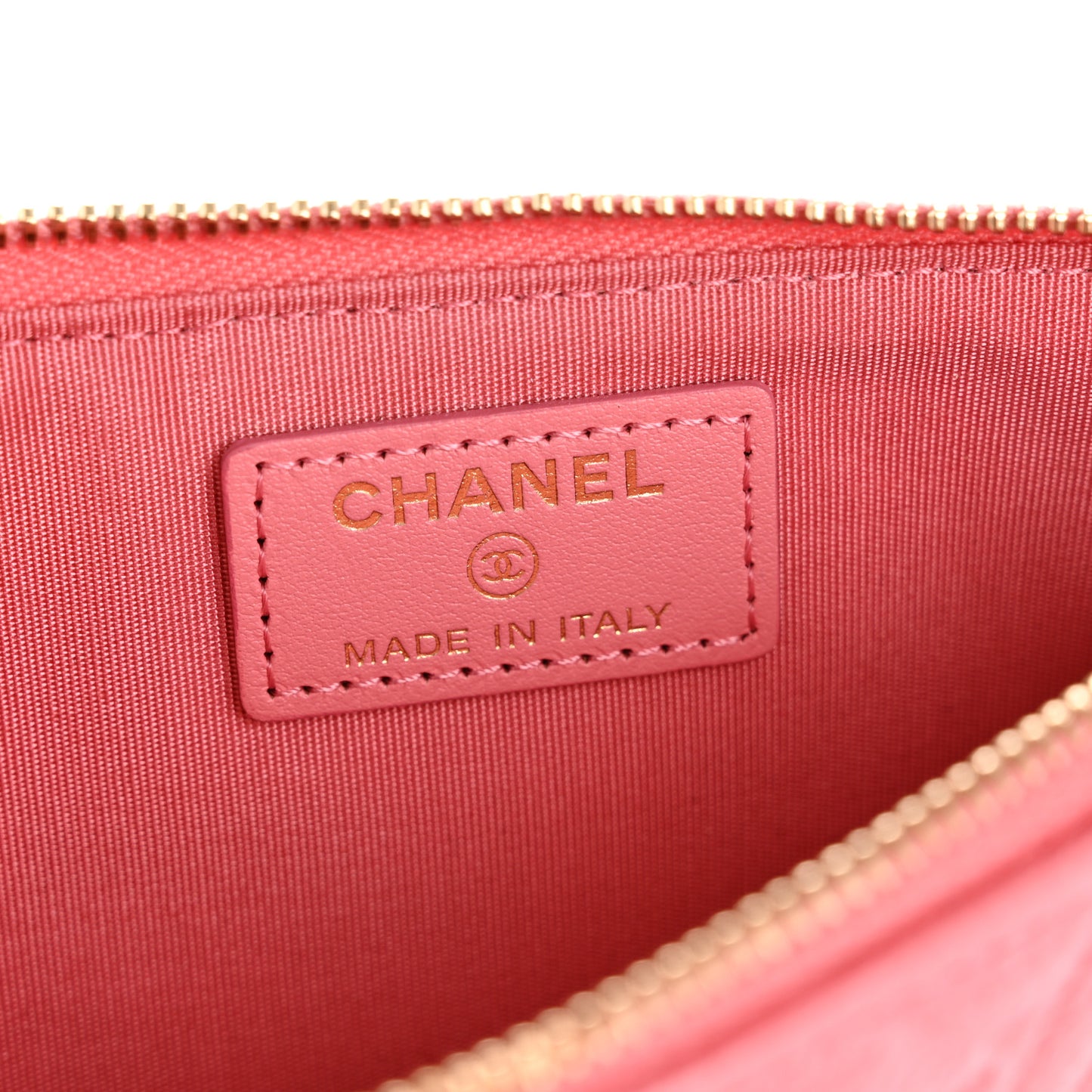 Caviar Camellia Embossed Classic Flat Wallet Pouch Pink