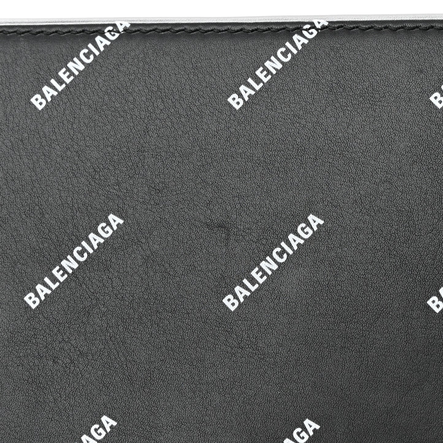 Calfskin Allover Logo S Ville Top Handle Bag Black White