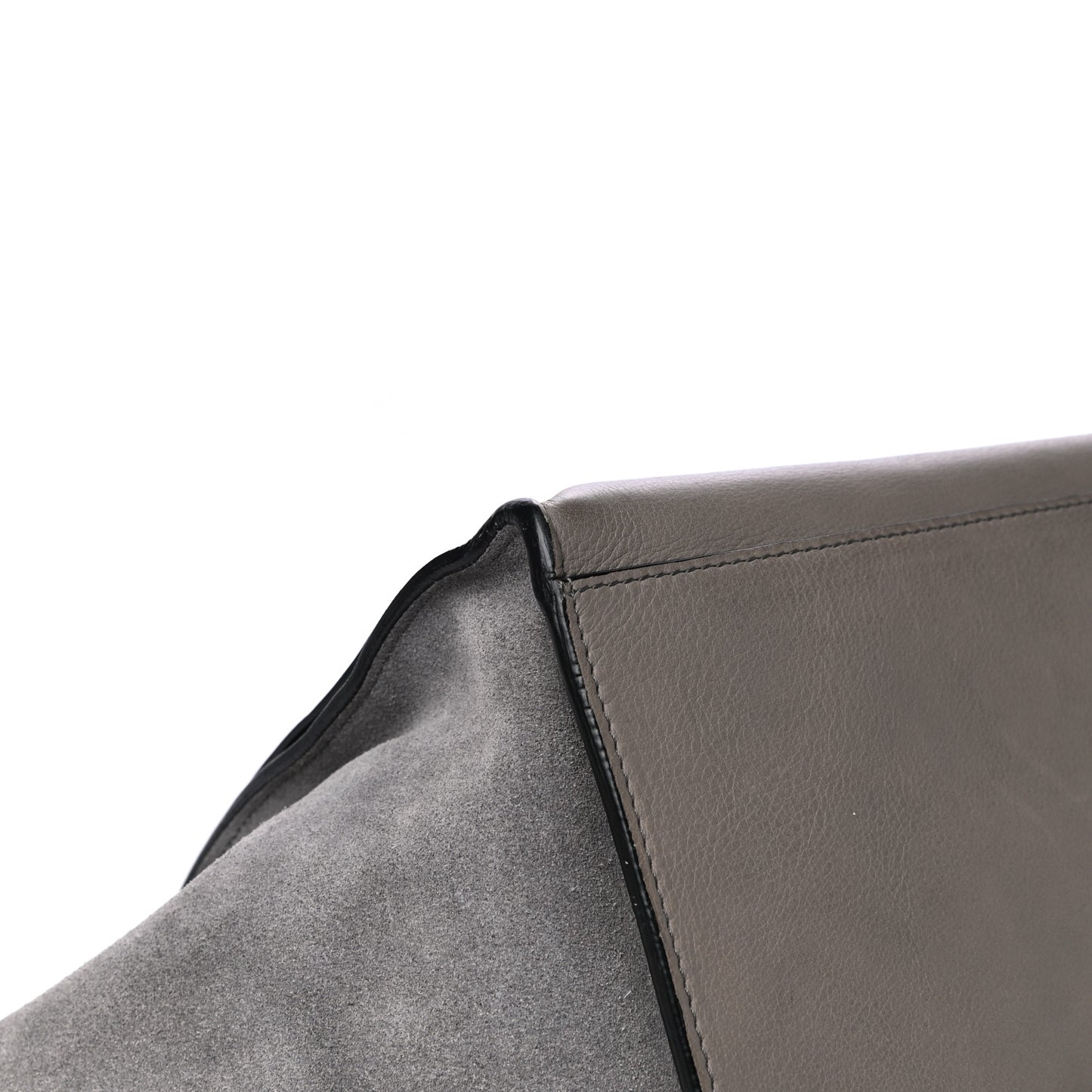 Drummed Calfskin Suede Medium Trapeze Almond