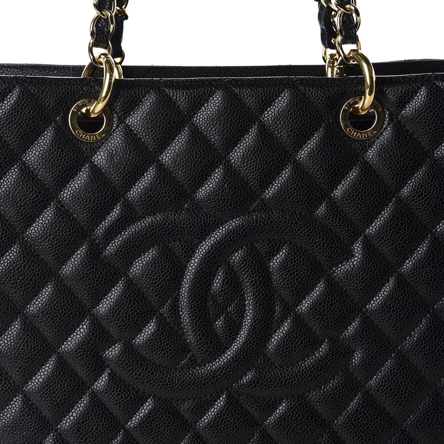 Caviar Quilted Grand Shopping Tote GST Black