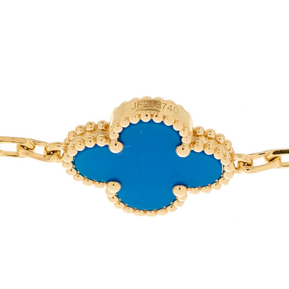 Van Cleef & Arpels 18K Yellow Gold Blue Agate 5 Motifs Vintage Alhambra Bracelet 3 of 4