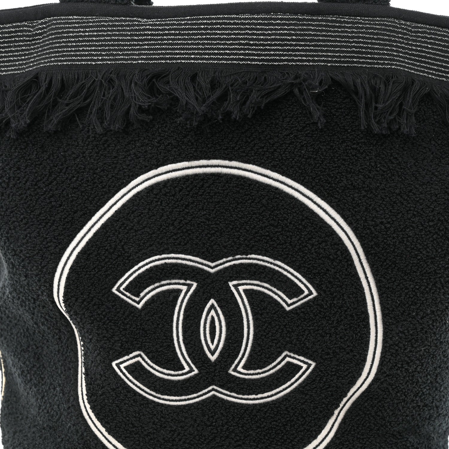 Chanel Terry Cotton CC Beach Tote Towel Set Black 11 of 13
