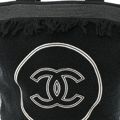Chanel Terry Cotton CC Beach Tote Towel Set Black 11 of 13