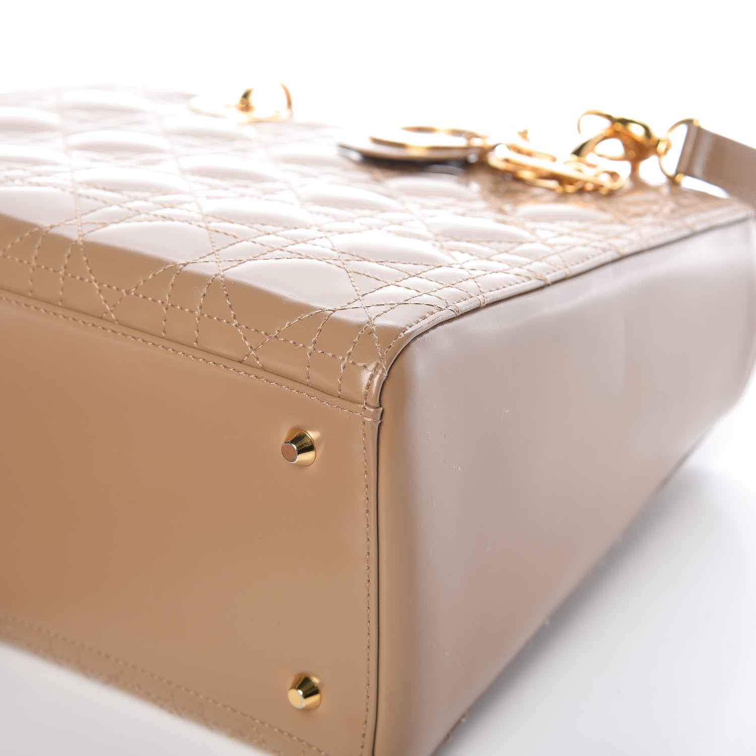 Christian Dior Glazed Calfskin Cannage Medium Lady Dior Beige 9 of 11