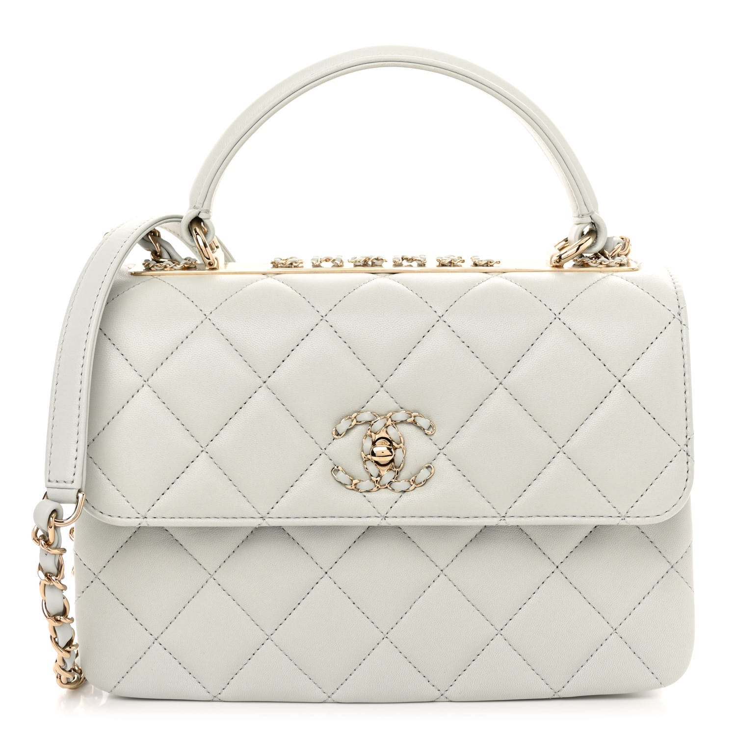 Chanel Lambskin Quilted Small Trendy Chain CC Flap Dual Handle Bag Light Blue 1 of 11
