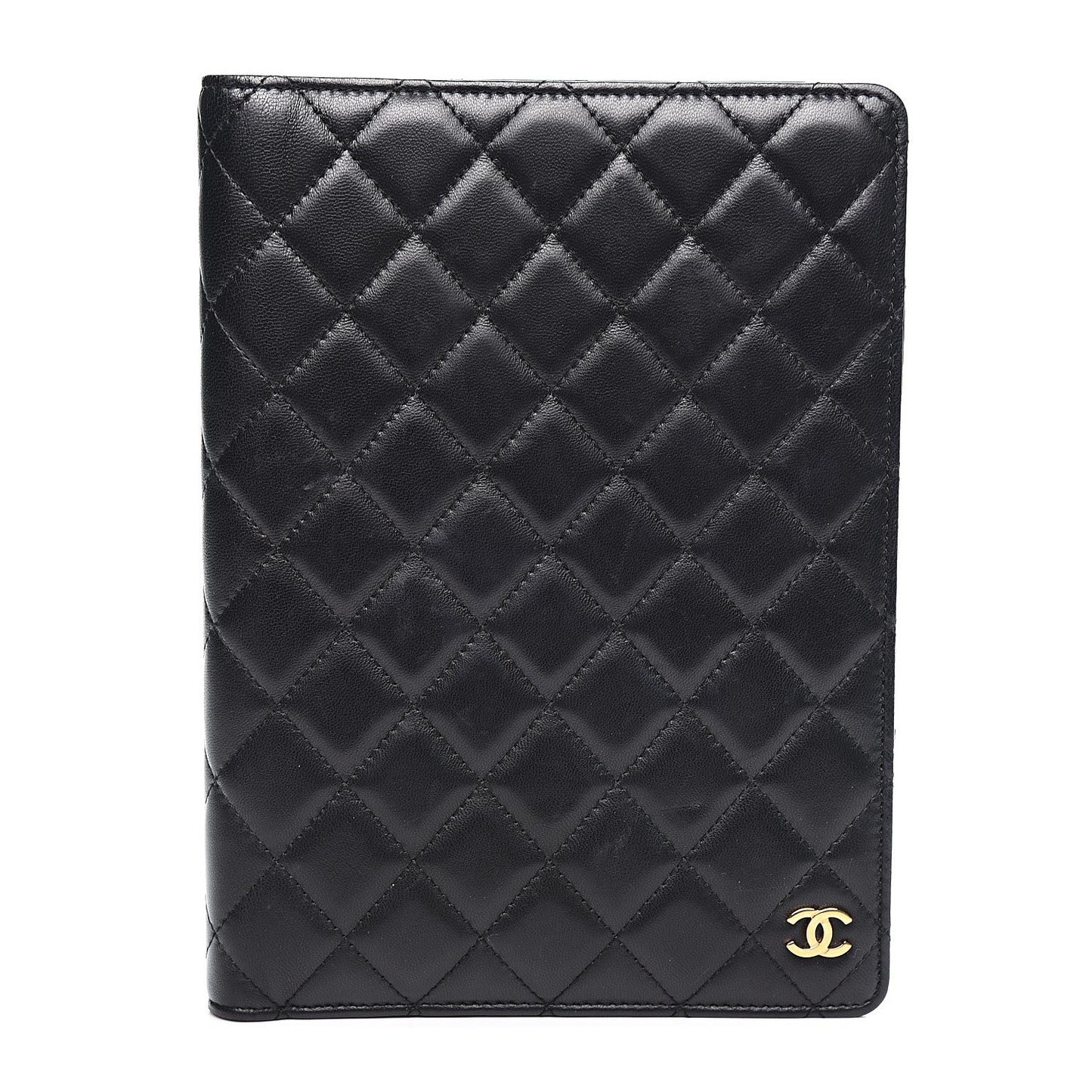 Lambskin Quilted Large Agenda Cover Black
