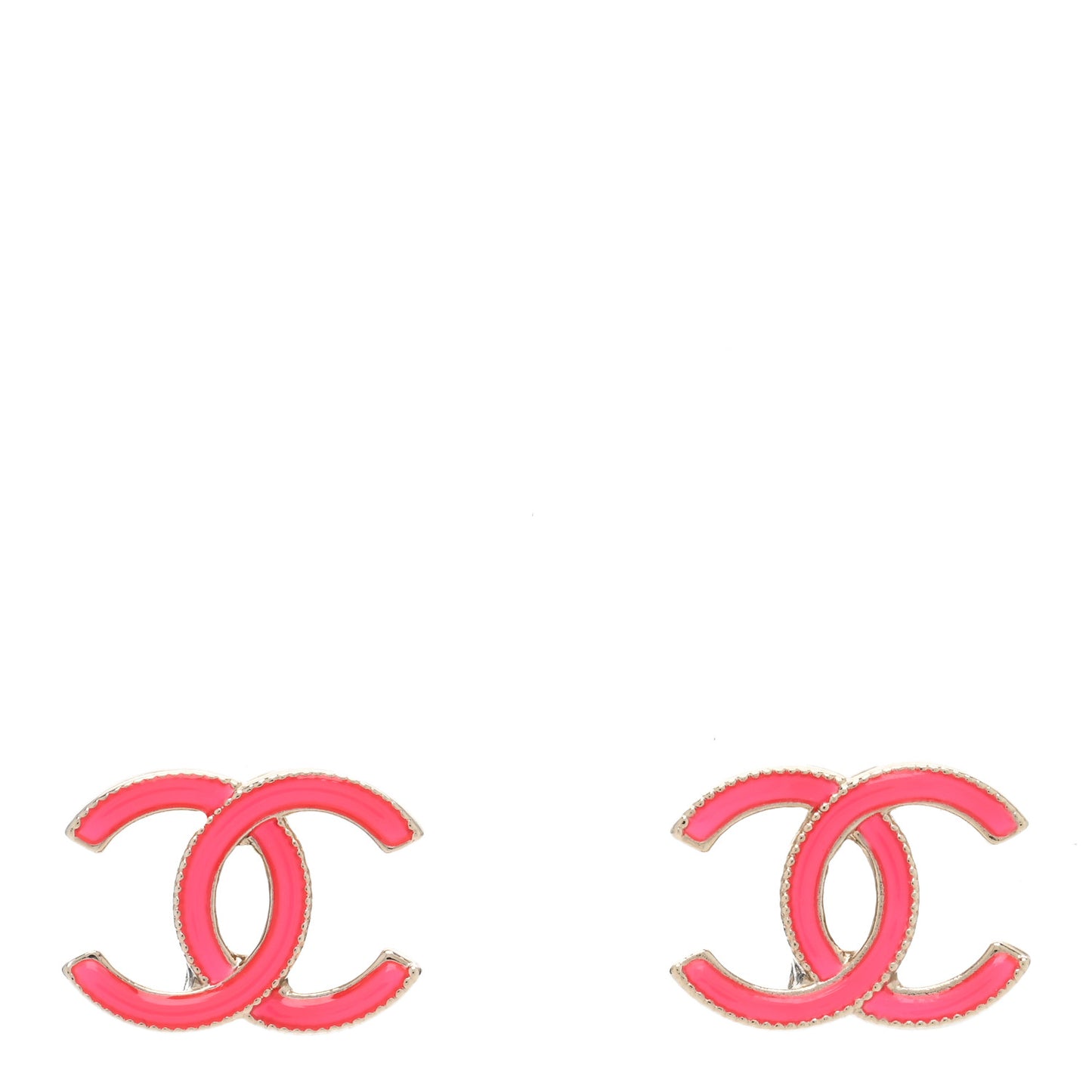 Enamel CC Earrings Pink Gold