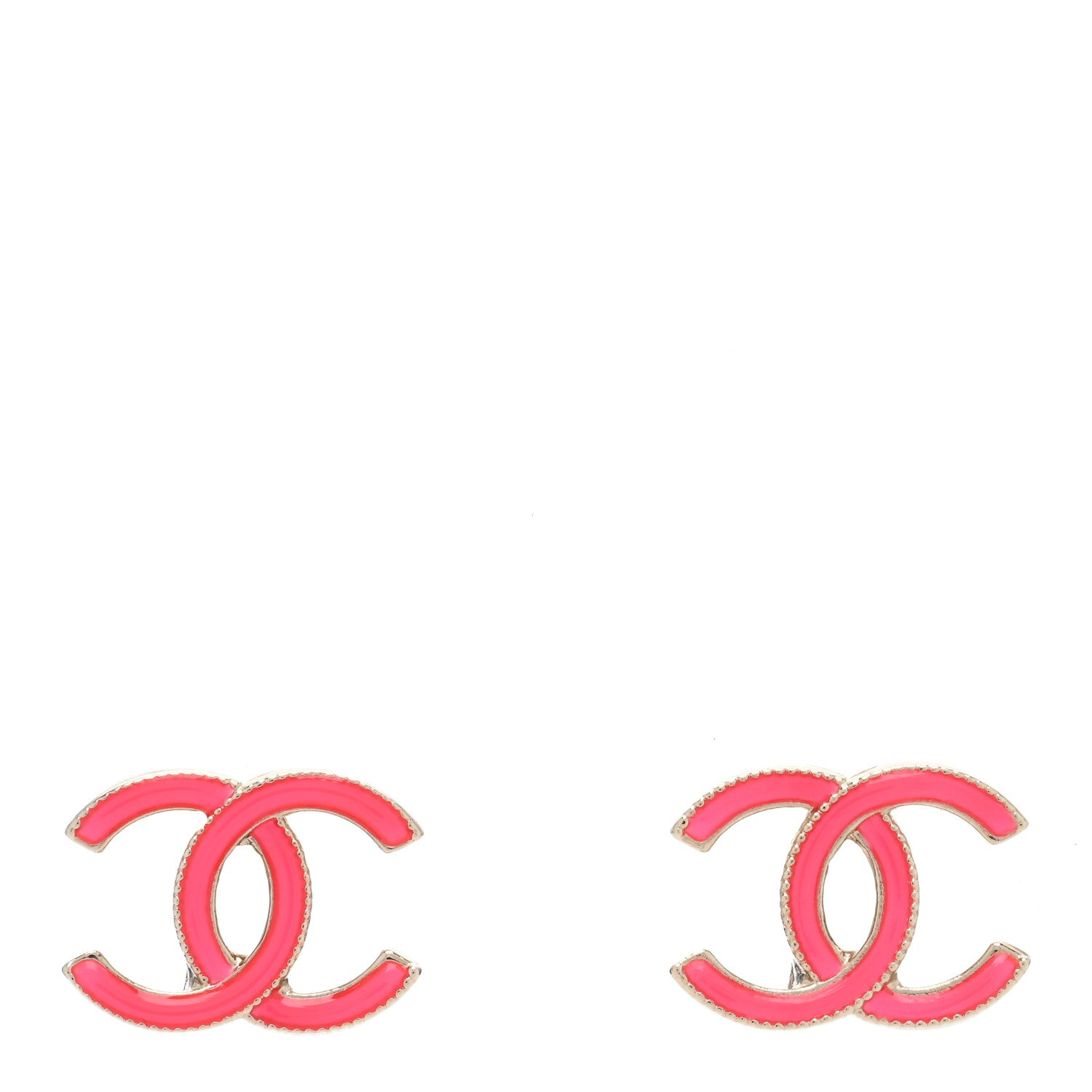 Chanel Enamel CC Earrings Pink Gold 1 of 4