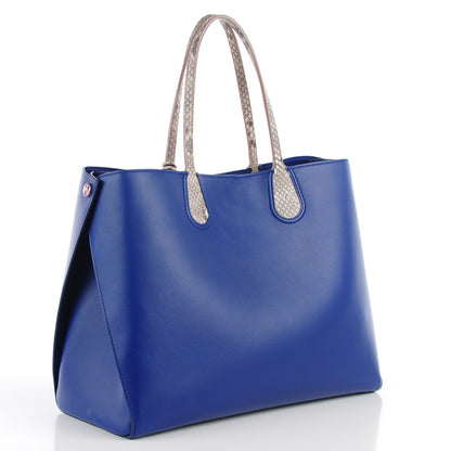 Christian Dior Calfskin Python Handle Large Addict Shopping Tote Blue 3 of 7