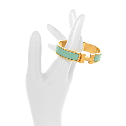 Hermes Enamel Narrow Clic Clac H Bracelet PM Aqua 2 of 4