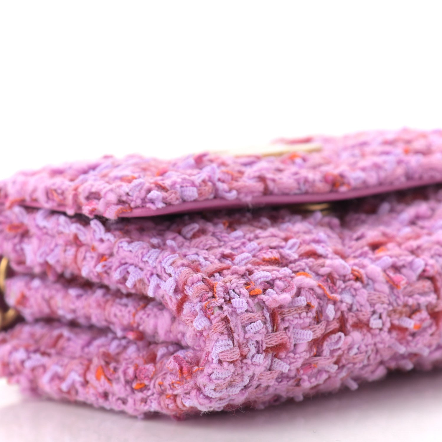 Chanel Tweed Enamel Quilted Pending CC Card Holder On Chain Light Purple Pink Red 10 of 12