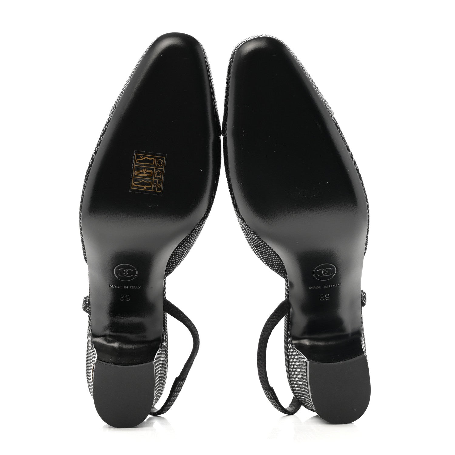 Chanel Suede Kidskin Cap Toe CC Slingback Pumps 39 Black 6 of 10