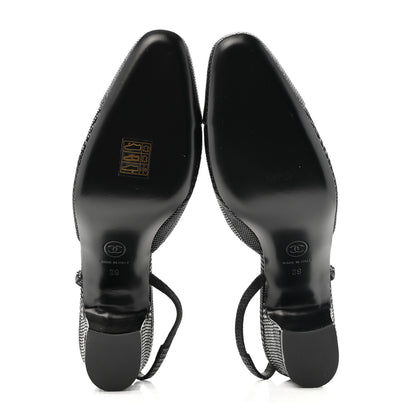 Chanel Suede Kidskin Cap Toe CC Slingback Pumps 39 Black 6 of 10
