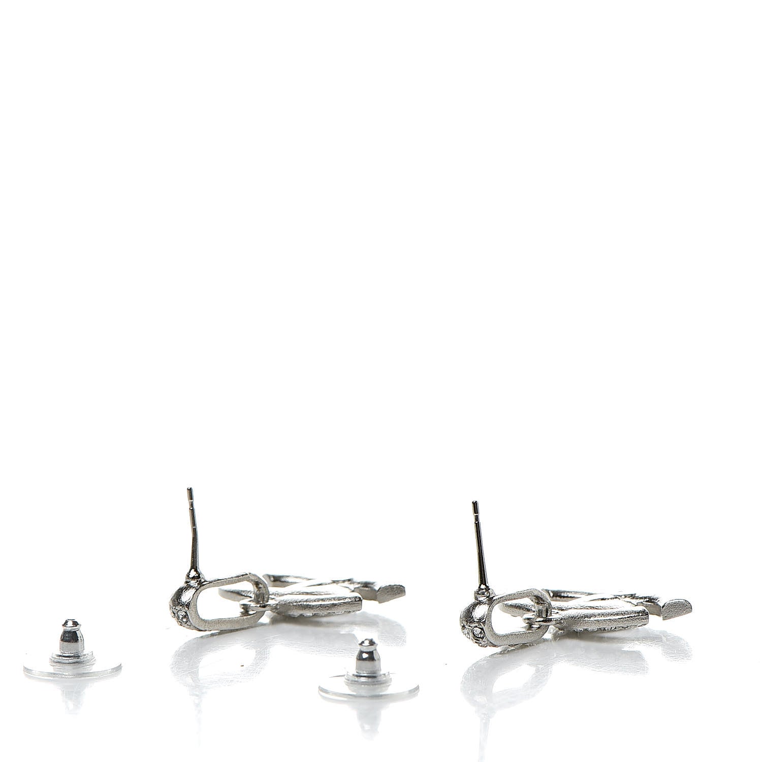 Chanel Crystal Palais Garnier CC Drop Earrings Silver 3 of 6
