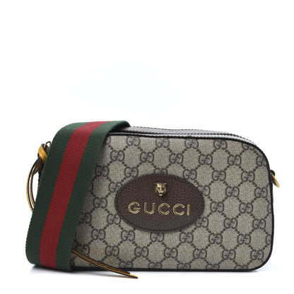 Gucci GG Supreme Monogram Web Neo Vintage Shoulder Bag Beige New Acero Crop 1 of 10