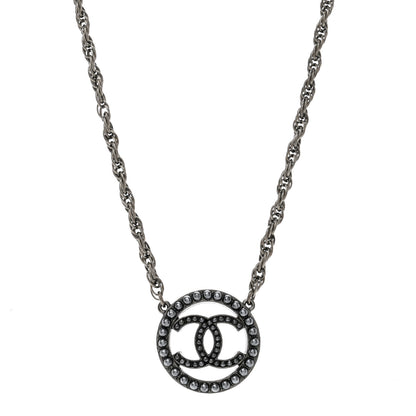 Chanel Ruthenium Pearl CC Round Pendant Necklace 1 of 4