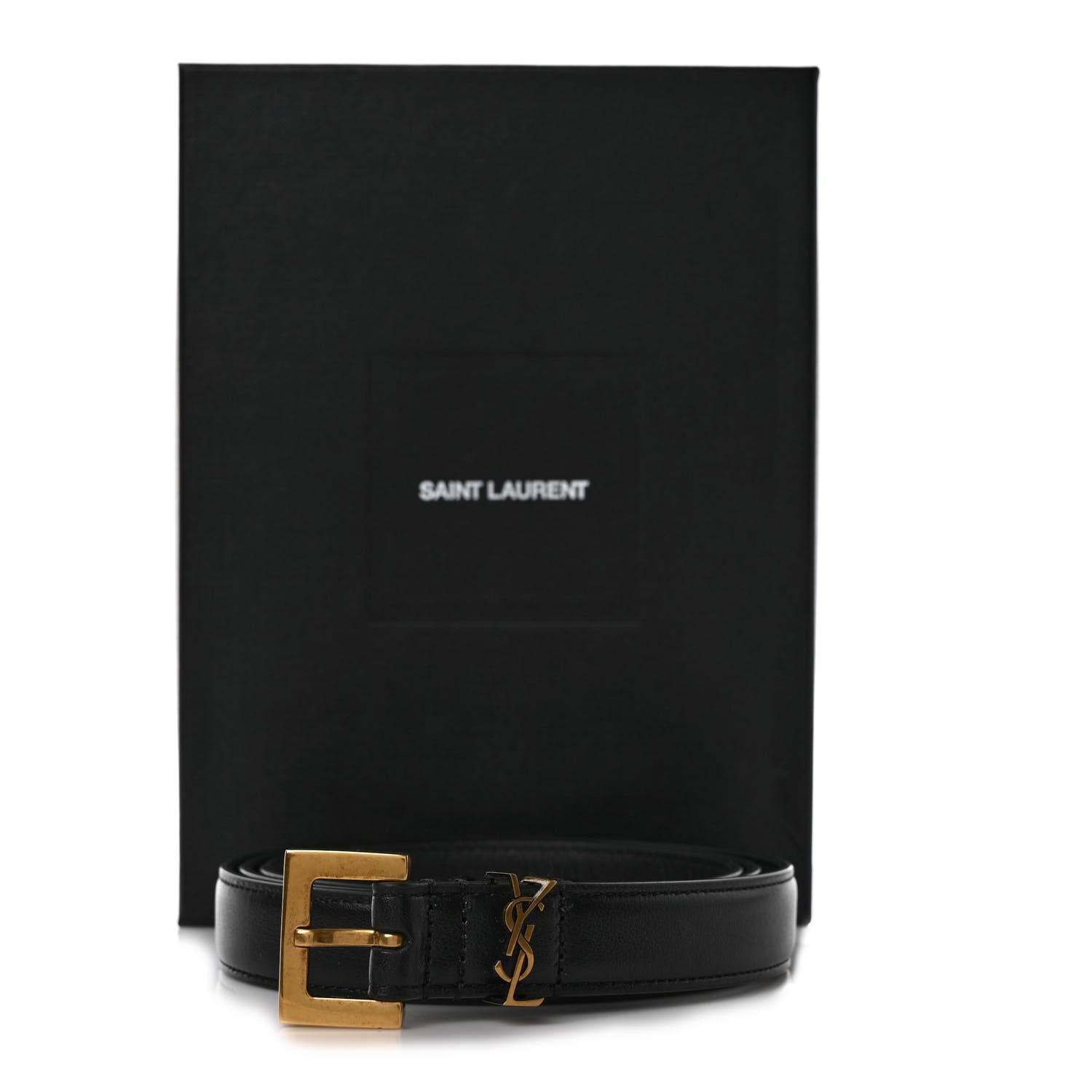 Saint Laurent Smooth Calfskin Monogram Square Buckle Belt 90 36 Black 4 of 4