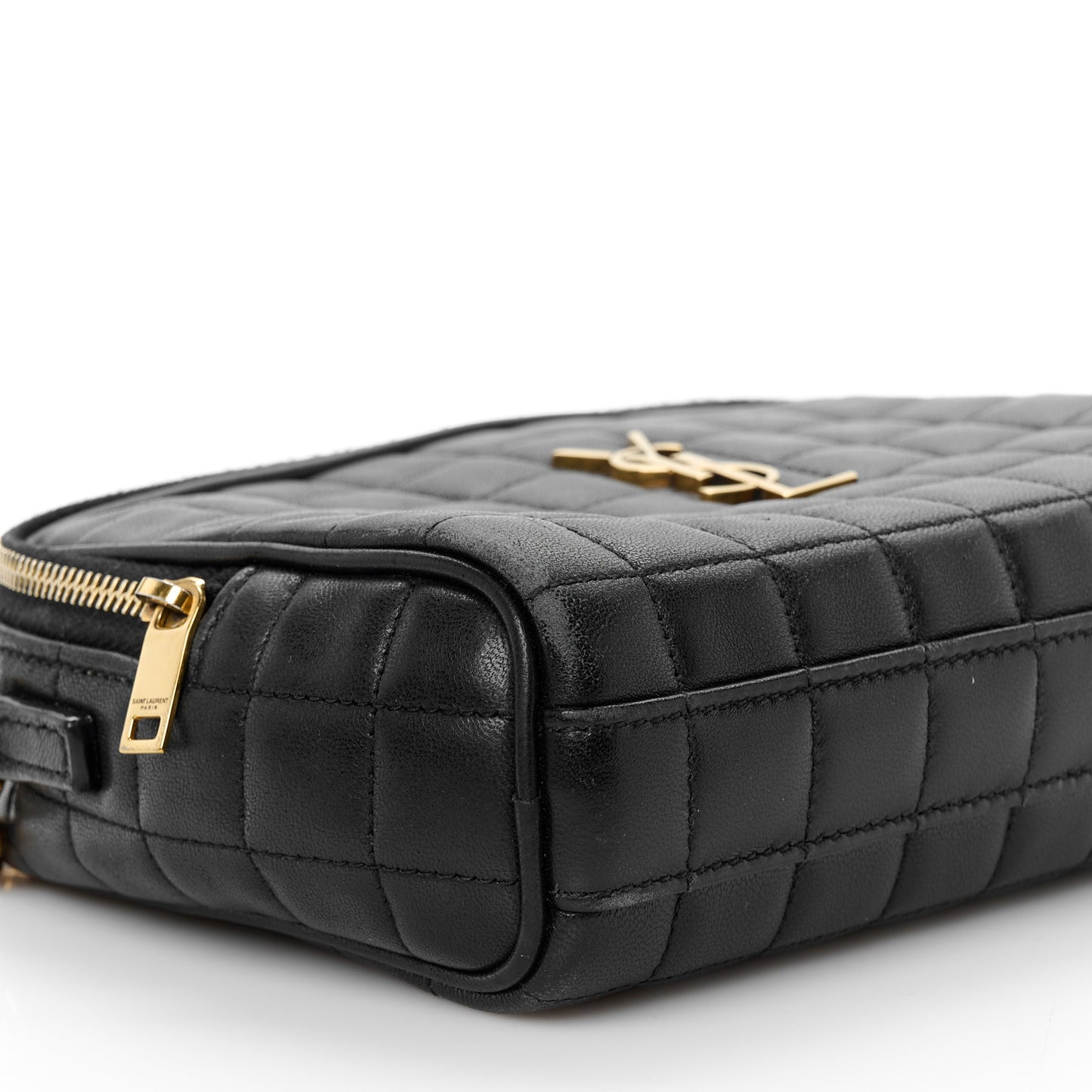 Lambskin Carre Quilted Cassandre Mini Camera Bag Black