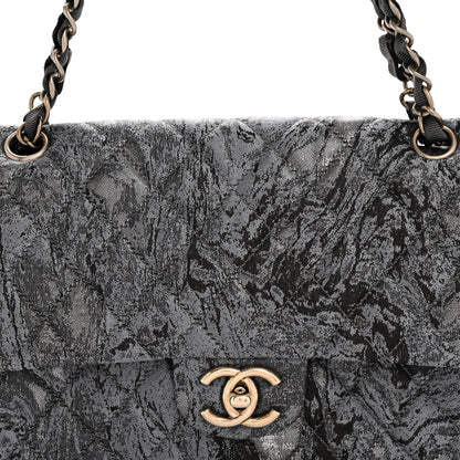 Chanel Metallic Brocade Quilted Medium Double Flap Dark Grey 7 of 10